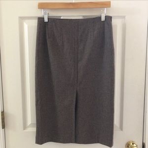 Zara Woman houndstooth long skirt wool blend chocolate brown academia career